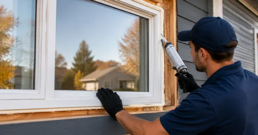 technician installing a new vinyl window in Norval, Halton Hills