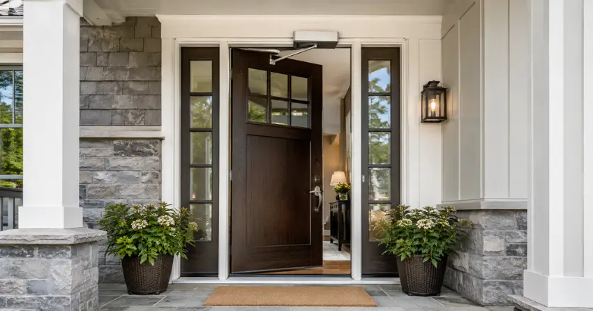 residential automatic door opener installed on exterior entry door in Henderson