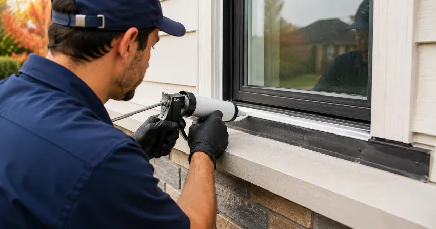 technician inspecting window flashing for leak source in Acton, Halton Hills